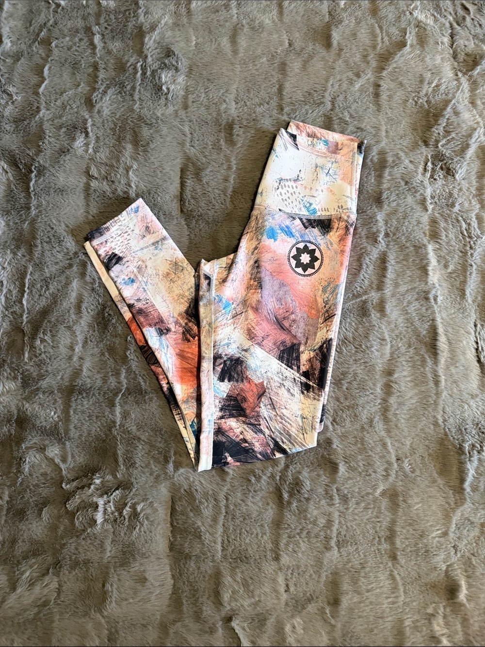Abstract Print Leggings in Peach Multi
